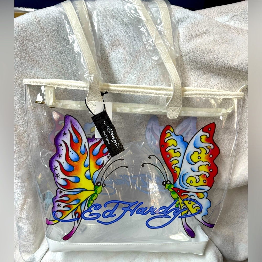 NWT Ed Hardy Clear PVC Tote.